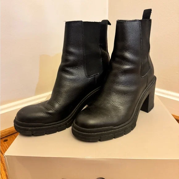 Marc Fisher Black Chunky Heel Boots - Picture 3 of 4